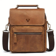 HUMERPAUL Leather Shoulder Bag Retro Top Layer Cowhide Crossbody Bag