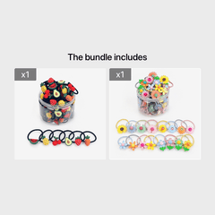 30pcs Flower & Animal Hair Ties Ponytail Holders