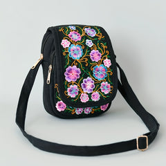 Vintage Ethnic Style Mini Crossbody Bag with Flower Embroidery