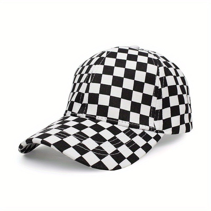 Men's Checkerboard Baseball Cap Soft Top Summer Sun Hat