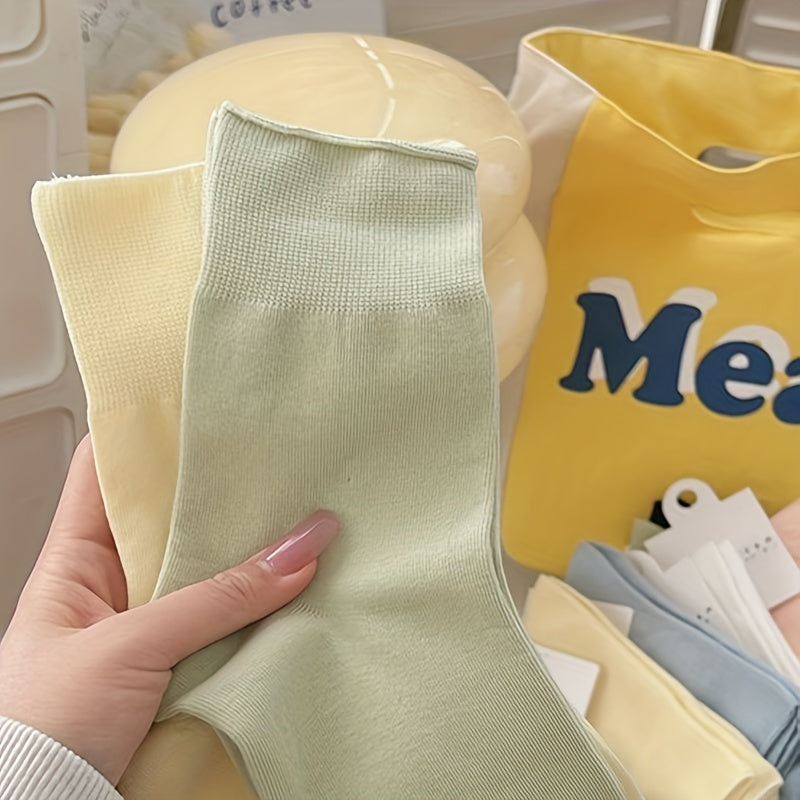 8 Pairs Solid Socks Women's Stockings & Hosiery