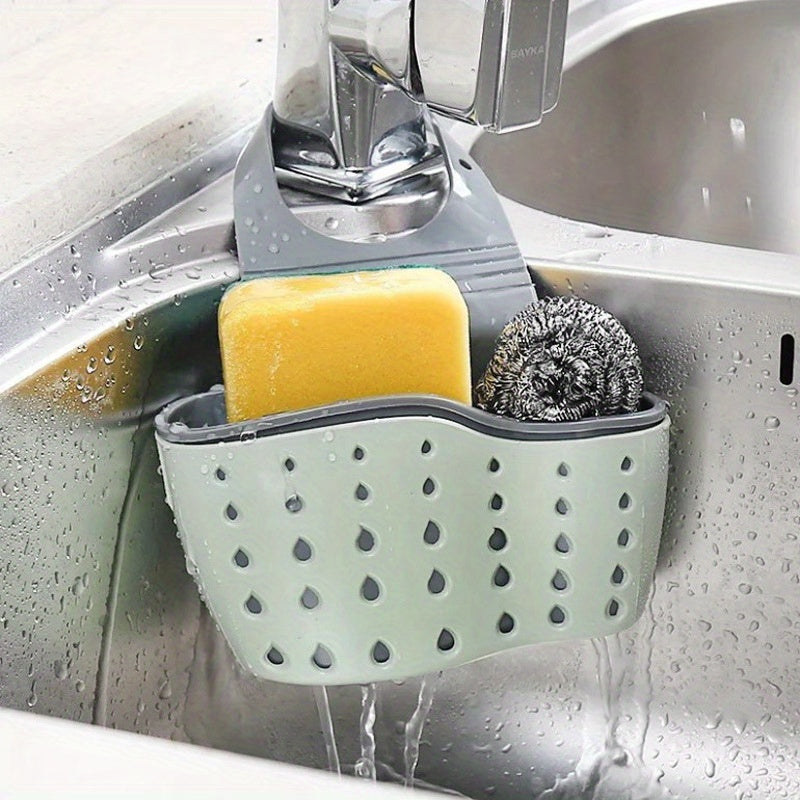 Adjustable Sink Drain Hanging Bag Kitchen Storage Rack Faucet Sponge Double Laye