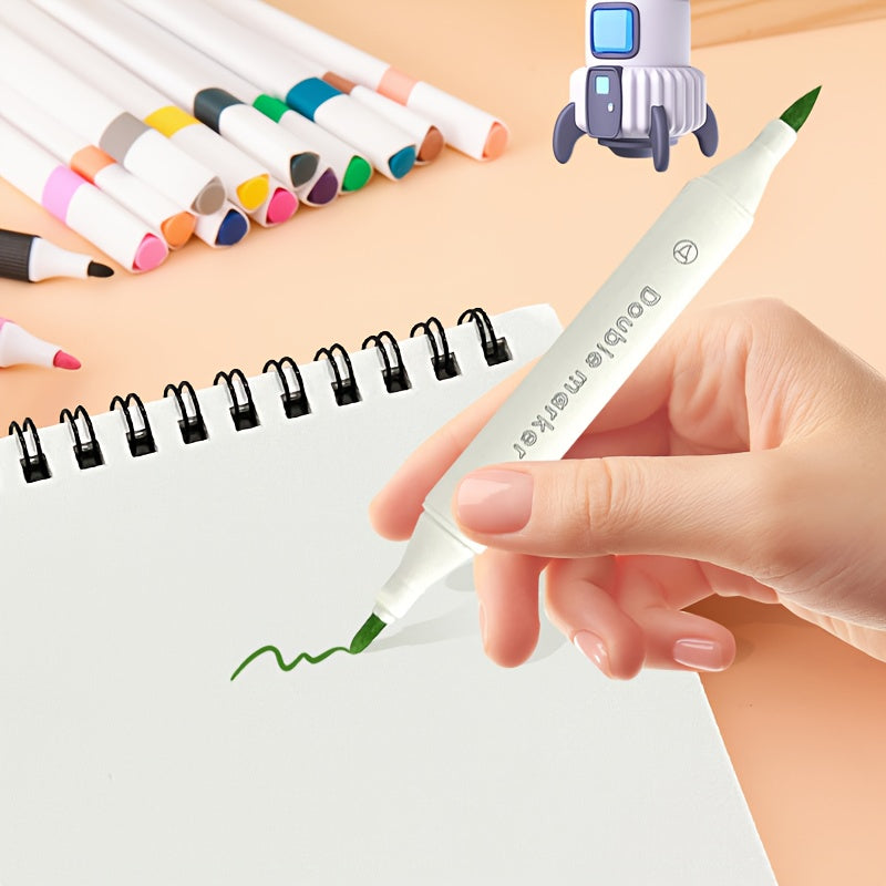 24 Dual Tip Art Markers Set Non Bleed Water Based Ink
