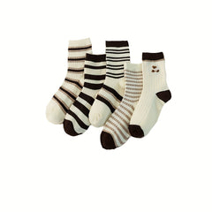 Colorblock Stripe Print Socks Comfy & Breathable Women's Stockings