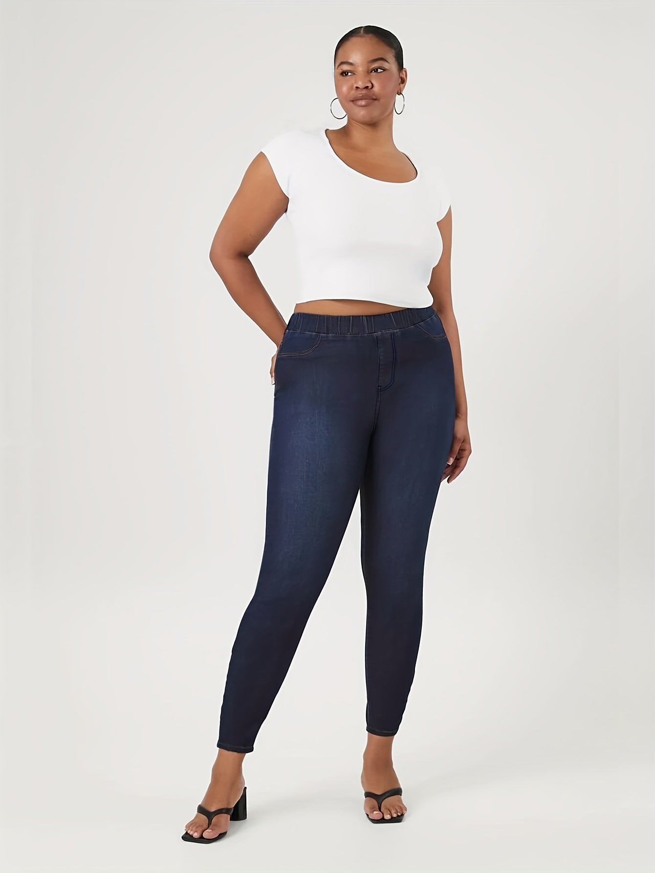  Elastic Waist Slim Fit Jeans