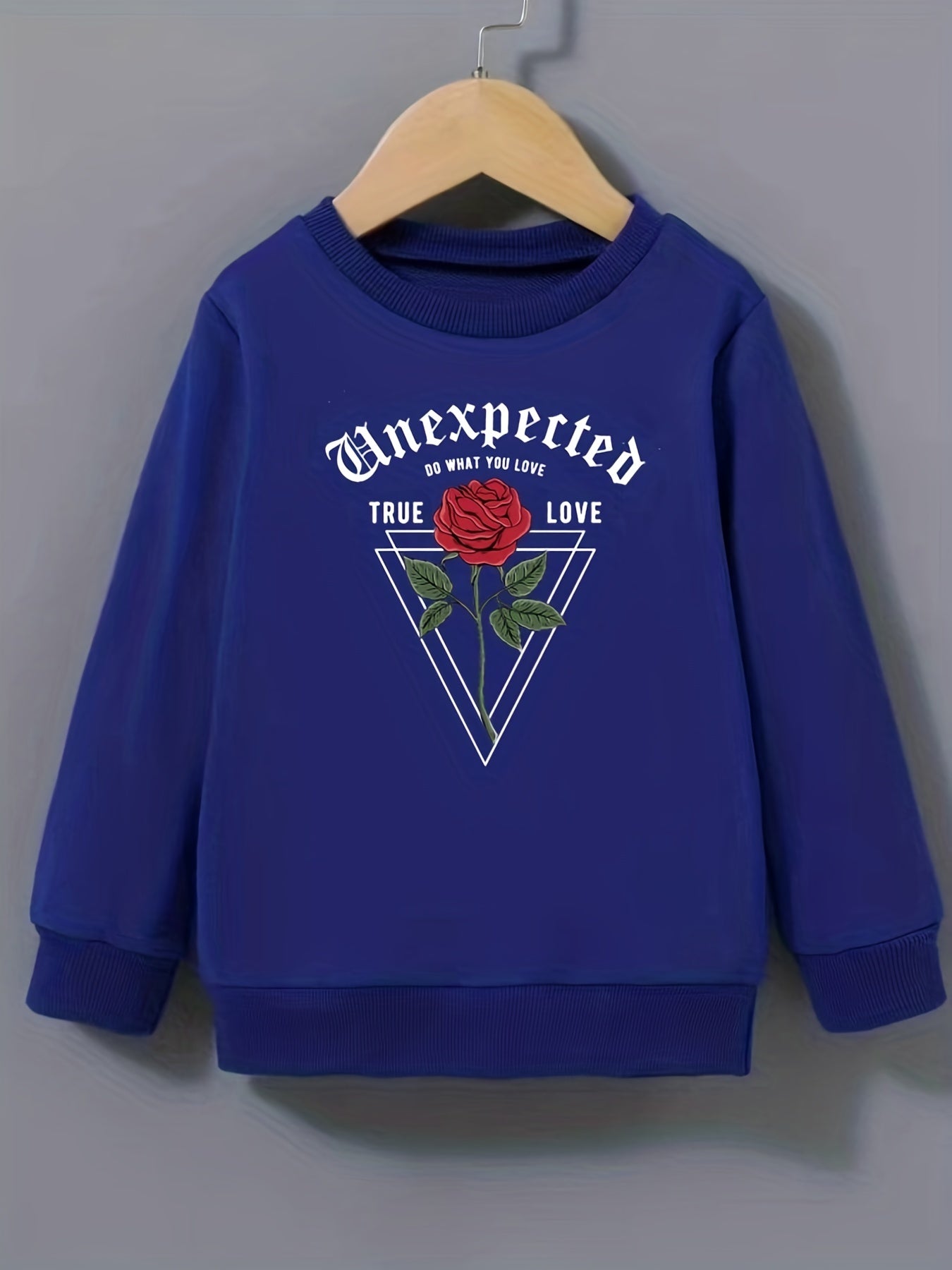 Geo Rose Flower Graphic Sweatshirt for Girls Long Sleeve Top Pullovers