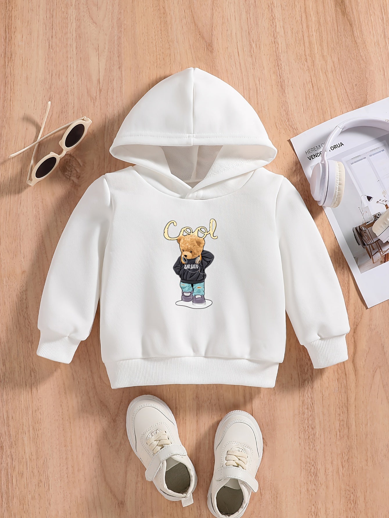 Baby Boys Bear Graphic Hoodie Spring Autumn Pullover