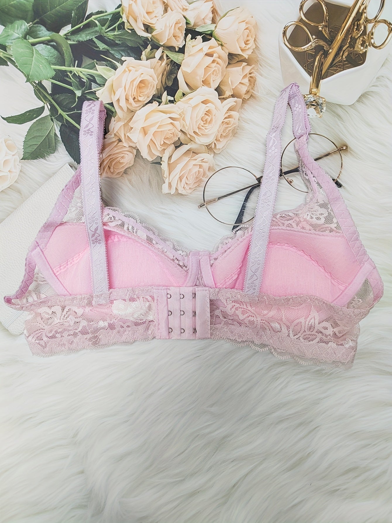 Lace Wireless Bra Scallop Trim Comfy Breathable Lingerie