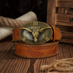Vintage Pattern Buckle PU Leather Belt For Men