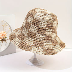 Crochet Bucket Hat Straw Sun Hat Breathable Travel Beach Hats