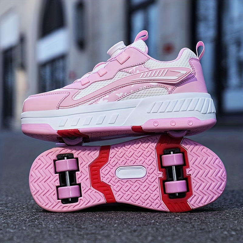 Girl's Roller Shoes Rotating Buckle Wheel Skate Sneakers