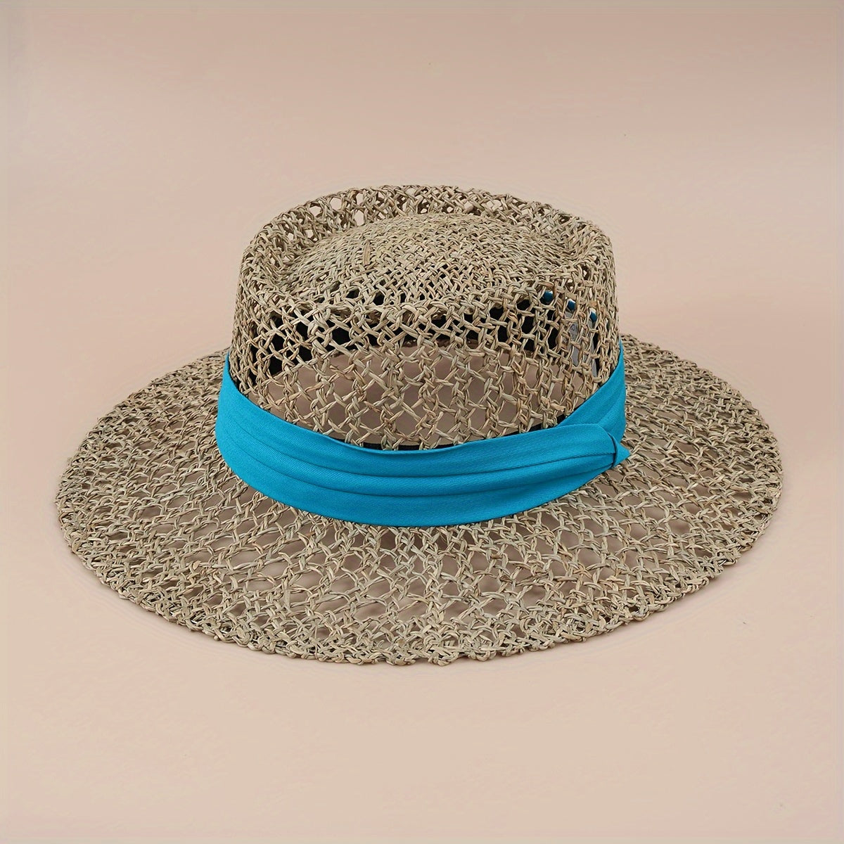 Straw Woven Flat Top Hat European American Style