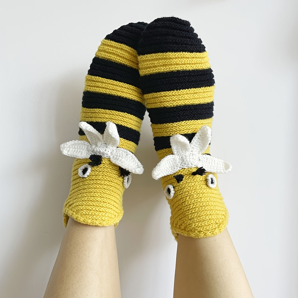 Cartoon Bee Knitted Socks Women's Stockings & Hosiery
