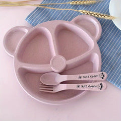 3-Piece Baby Bowl Set with Cartoon Bear - Feeding, Eating & Training