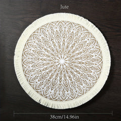 Boho Jute Placemat Tassel Waterproof Dustproof Anti Scalding