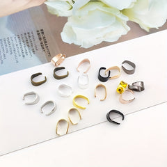 100pcs 6x9mm Metal Pinch Bail Clasps Necklace Hooks 9 Colors Plated DIY Jewelry