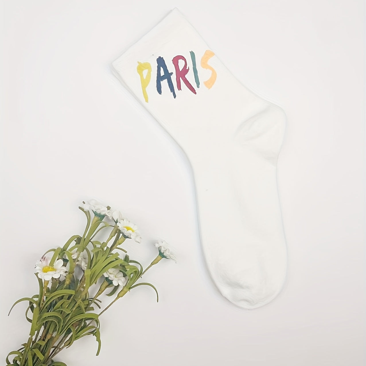 5 Pairs Letter Print Socks Comfy & Breathable Mid Tube Socks Women's Stockings