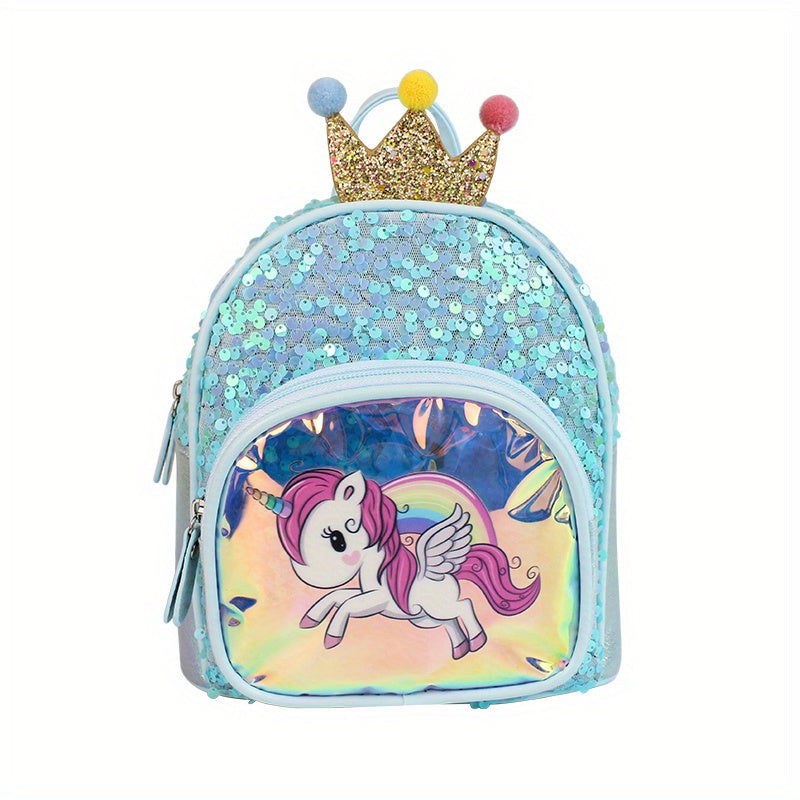 Kids Sequin Unicorn Crown Backpack for School