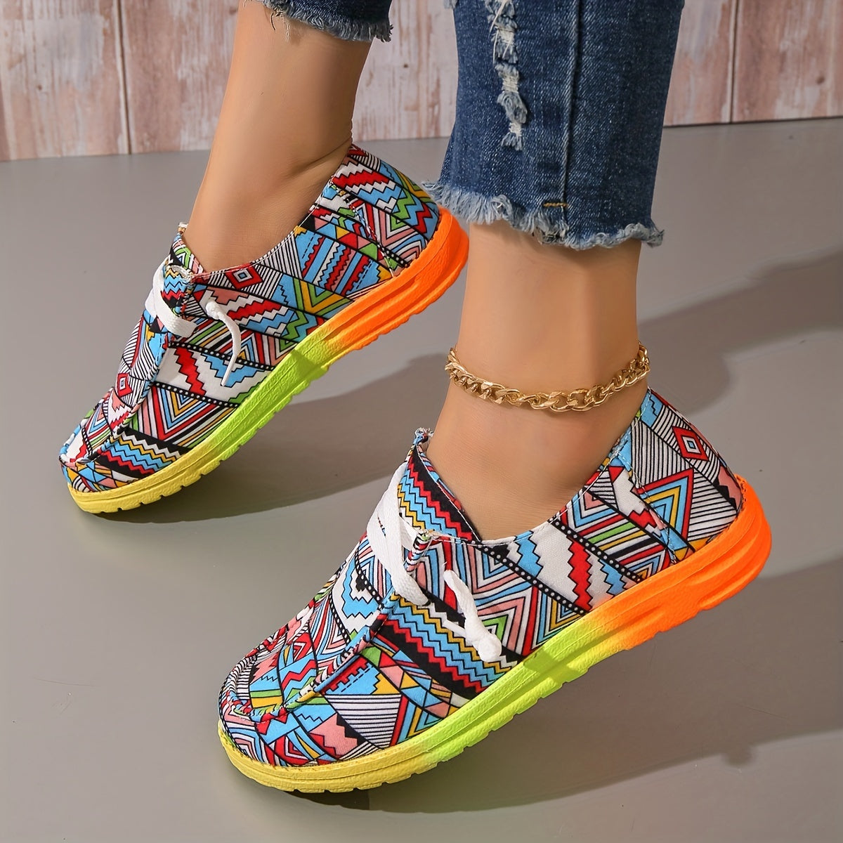 Geometric Pattern Canvas Women's Shoes
