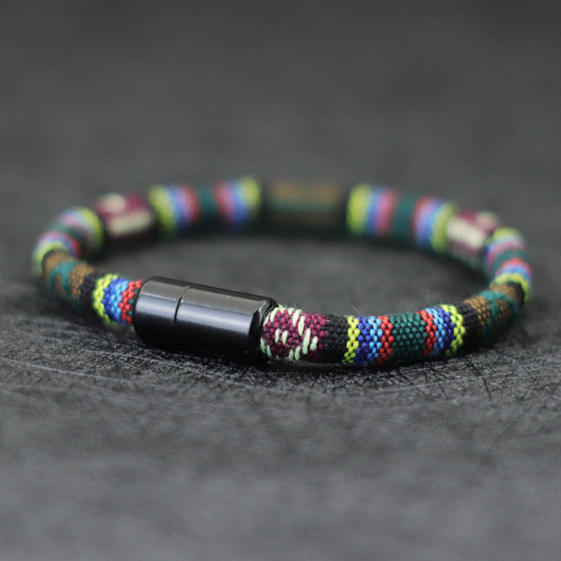 Men's Braided Leather Bracelet Bangle - Gift For Son