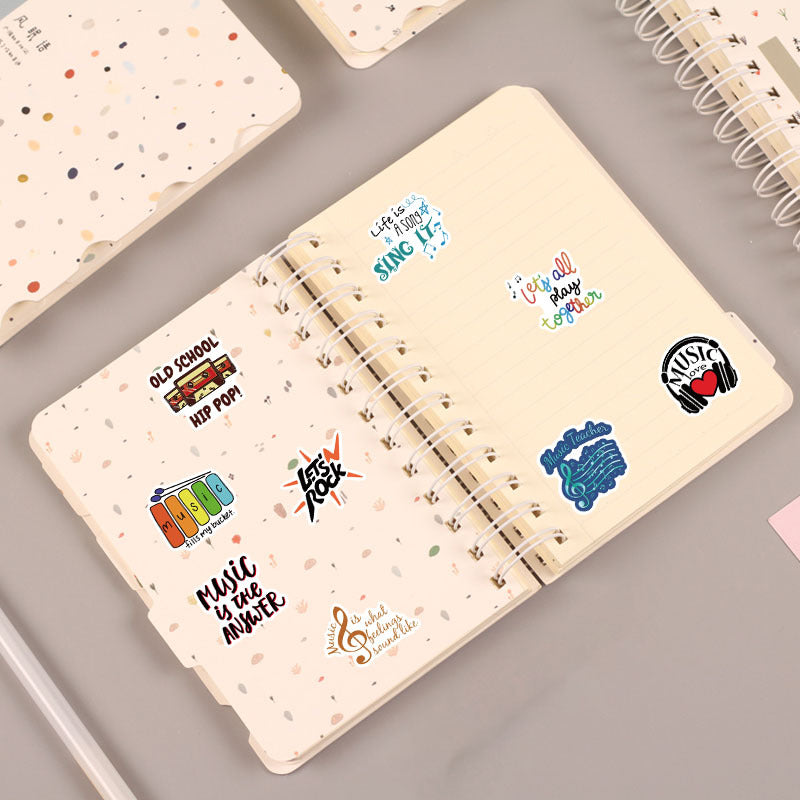 50 Music Themed Sticker Collection - DIY Projects, Laptops, Water Bottles
