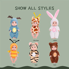 6pcs Baby Doll Set with Animal Outfits & Accessories for Kids Role Play
