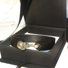 Men's Veg Tan Leather Bracelet with Skull Buckle