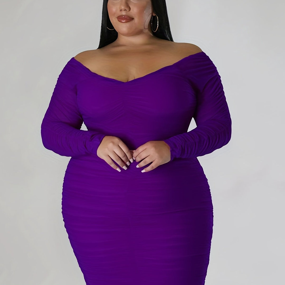  Sexy Bodycon Dress V Neck Mesh Sleeve High Rise