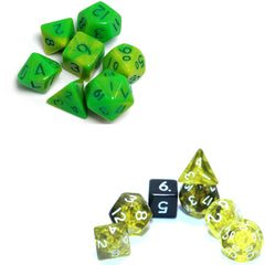 Mini 2 Dice Set Green and Yellow Polyhedral Dice for Board Game