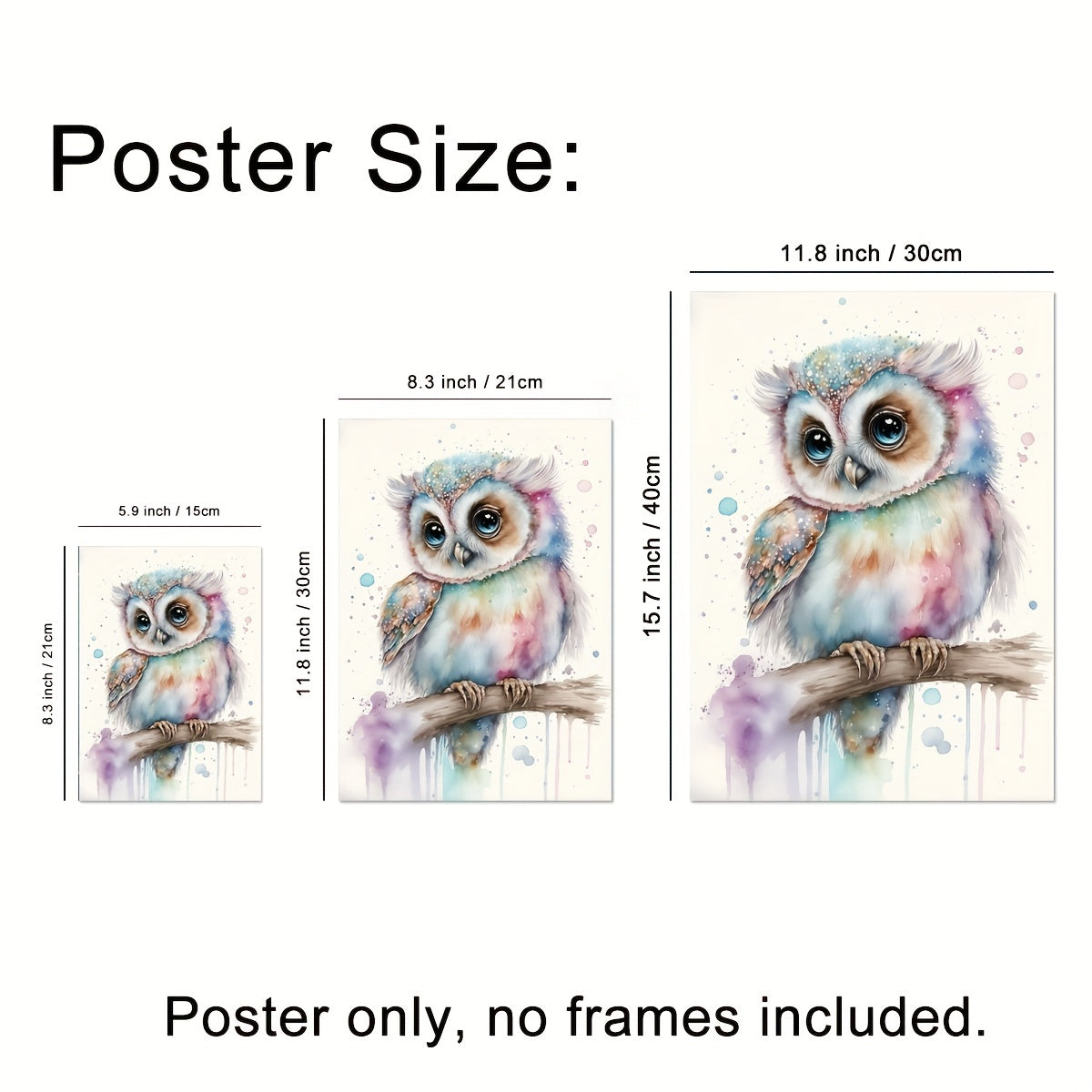 Modern Watercolor Art Baby Owl Wall Sticker Kids Room Decor