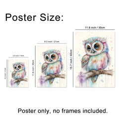 Modern Watercolor Art Baby Owl Wall Sticker Kids Room Decor