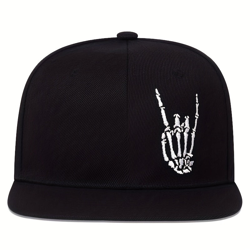 Skull Rose Print Snapback Hat Hip Hop Unisex Solid Couple Baseball Cap