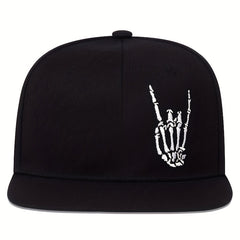 Skull Rose Print Snapback Hat Hip Hop Unisex Solid Couple Baseball Cap