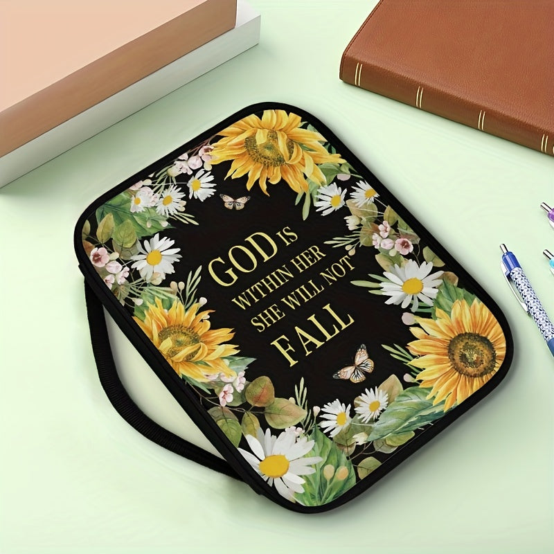Sunflower Floral Bible Cover Case For Women Girls With Handle