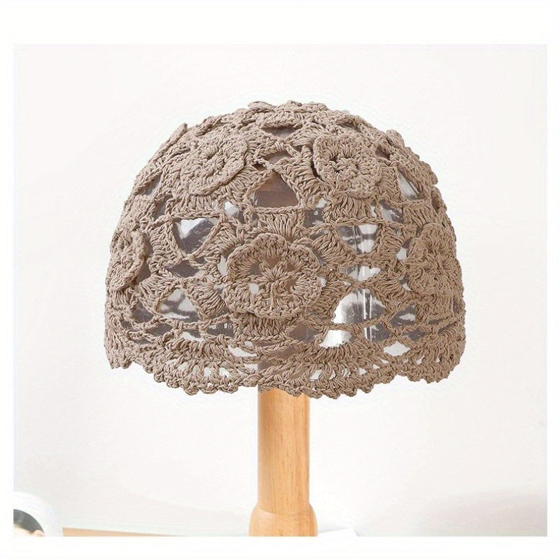 Soft Crochet Hollow Beanie Hat For Women Knitted Slouch