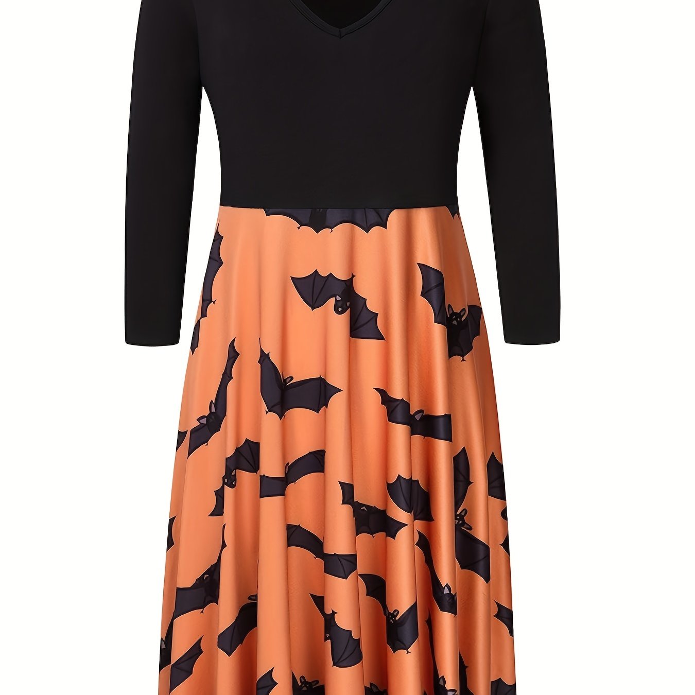  Colorblock Bat Print Maxi Dress