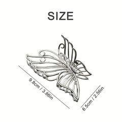 Large Silver Butterfly Hair Claw Barrette for Girls and Ladies