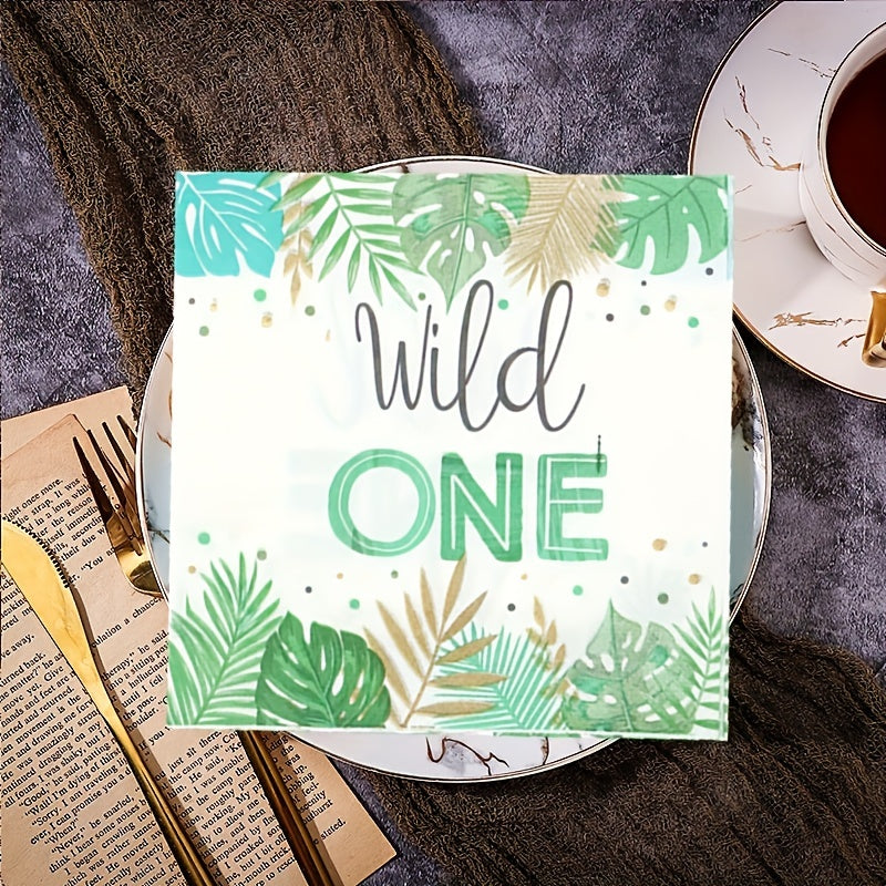 20pcs Wild One Napkins Jungle Safari 1st Birthday Party Supplies