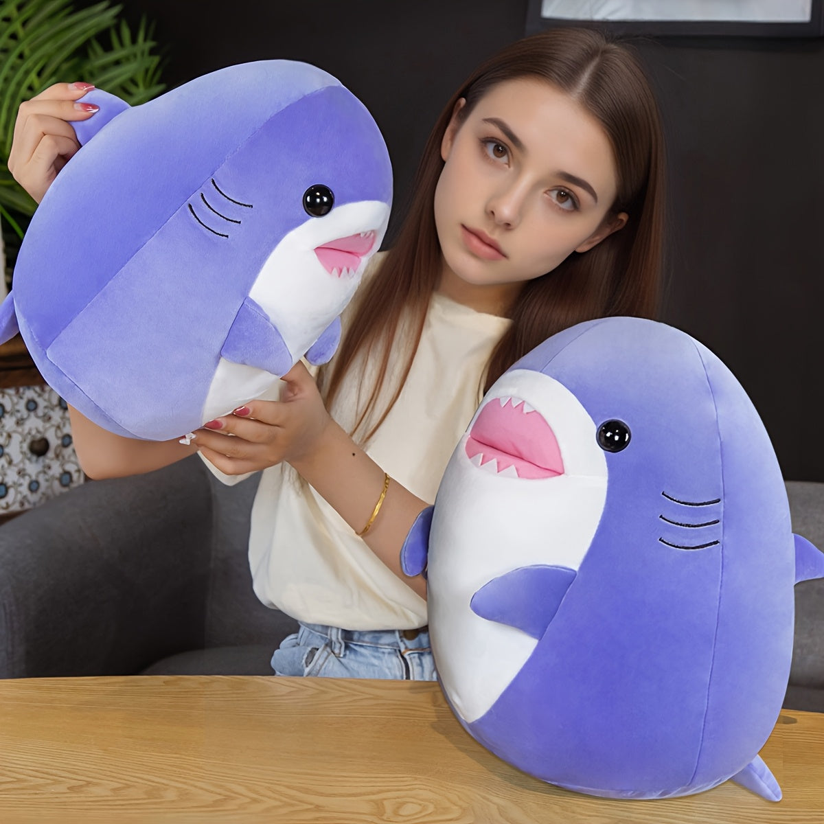 Round Sitting Whale Shark Plush Toy Doll Pillow Home Decoration