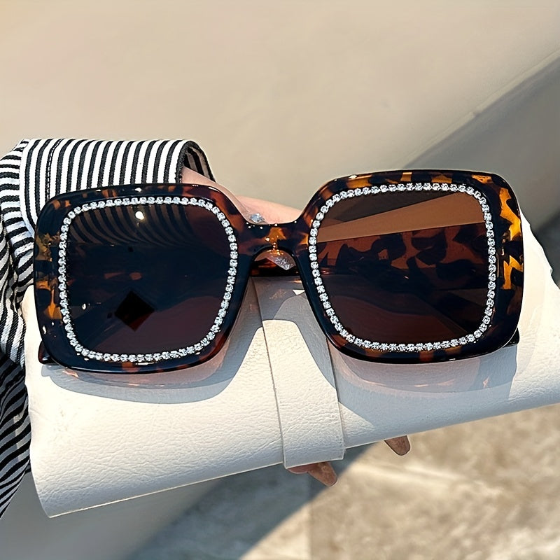Y2K Square Sunglasses Rhinestone Candy UV400 Sun Shades