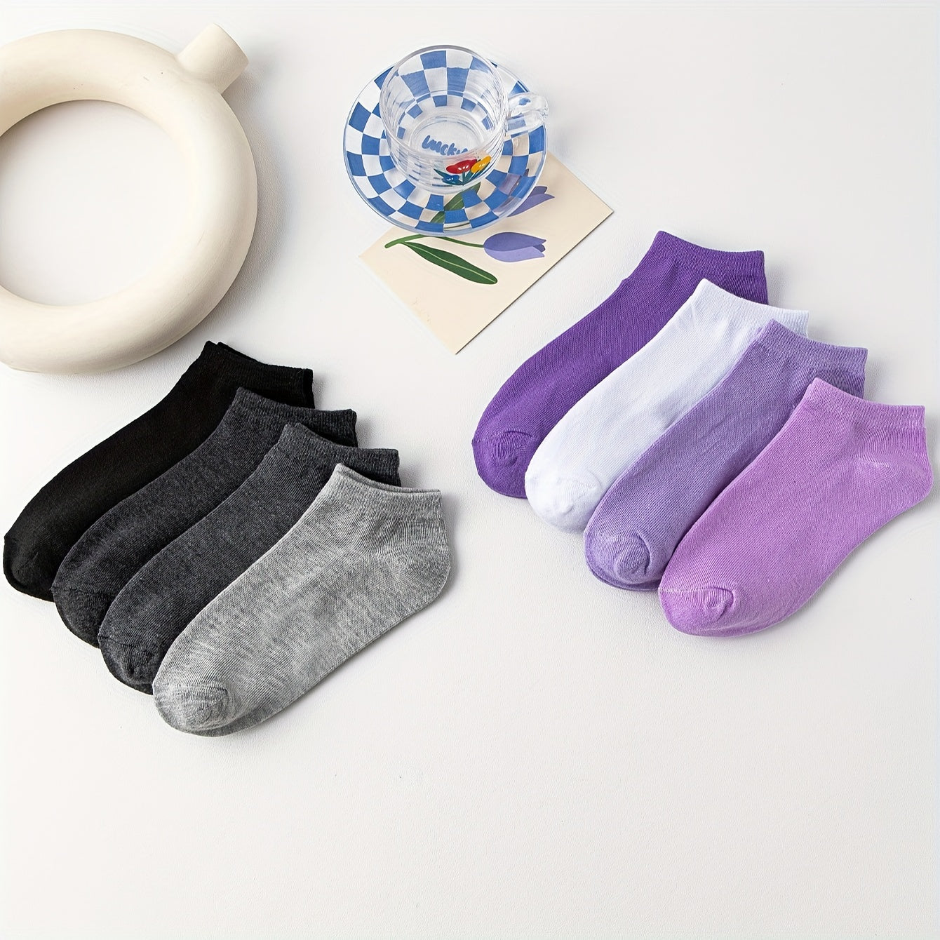 8 Pairs Low Cut Ankle Socks Soft & Lightweight Women's Stockings