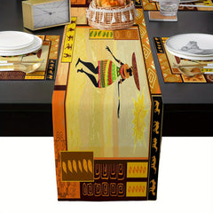 Ethnic Totem African Woman Linen Table Runner Heat Resistant Kitchen Table Mat
