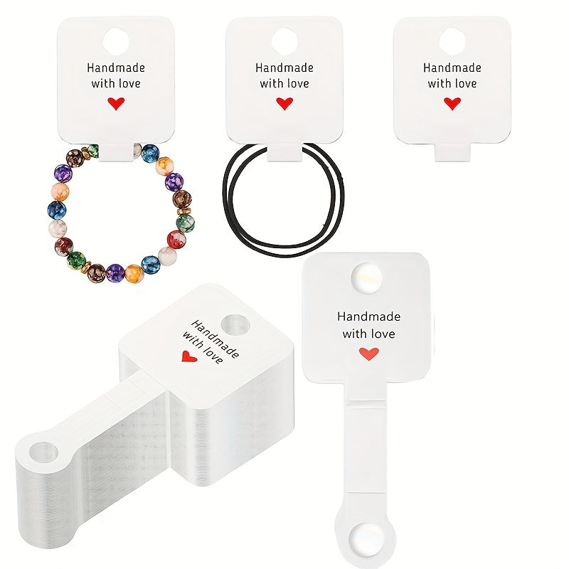 100pcs Self Adhesive Bracelet Display Cards Love Heart Blank Cards