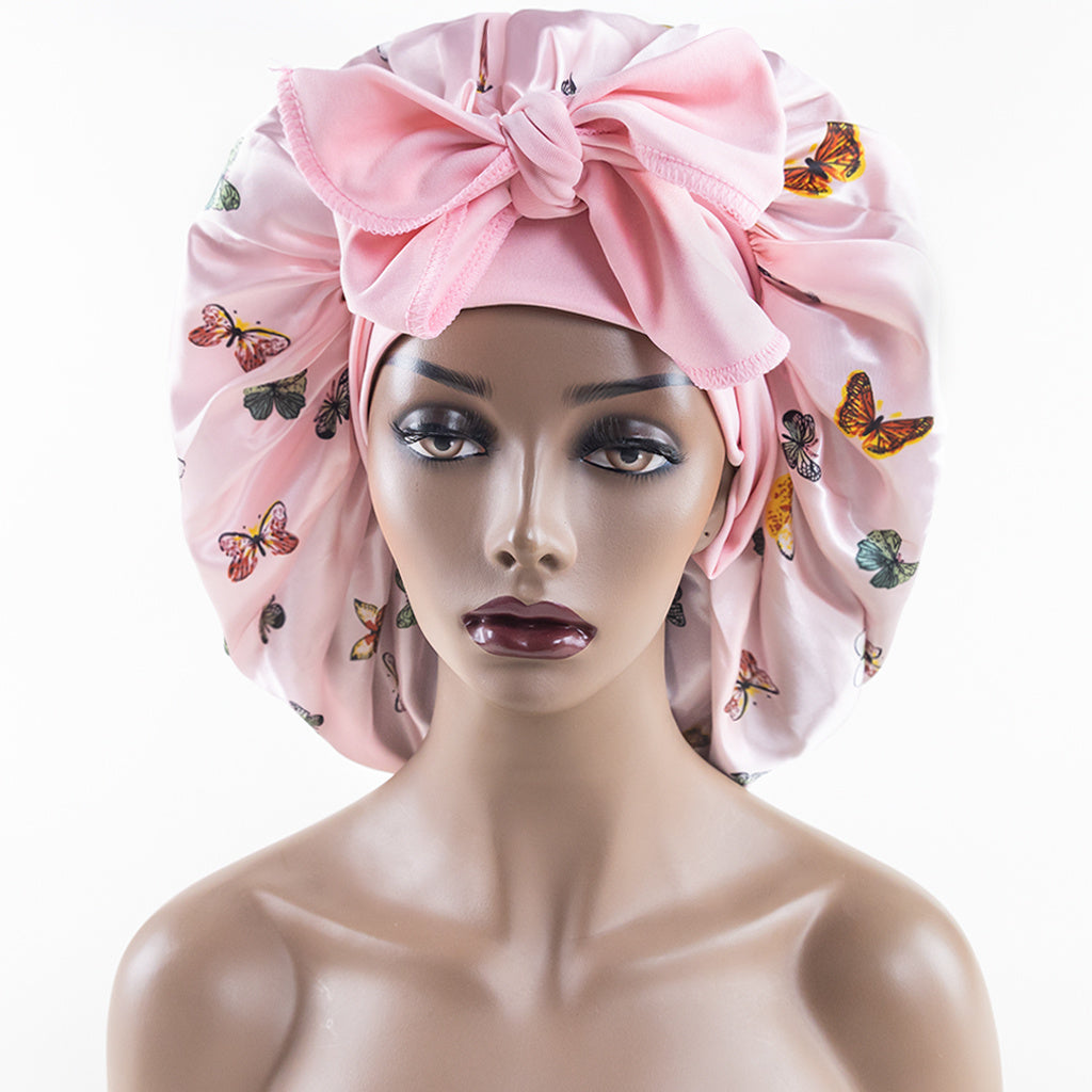 Satin Bonnet with Adjustable Ties Flexible Headband Hair Turban