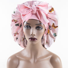 Satin Bonnet with Adjustable Ties Flexible Headband Hair Turban