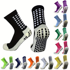 Anti Slip Silicone Mid Calf Athletic Socks For Football