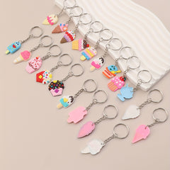 20pcs Cartoon Ice Cream Keychain Key Ring Purse Bag Backpack Car Charm