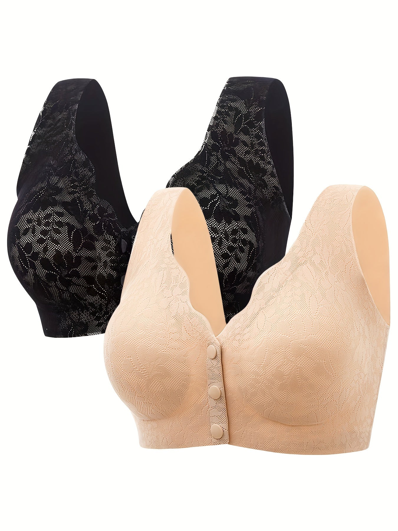 2pcs Lace Wireless Push Up Bras Women's Lingerie