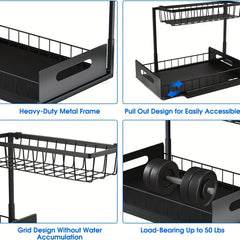2 Tier Sliding Cabinet Basket Organizer