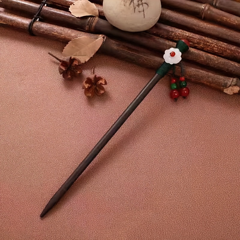 Ancient Chinese Wooden Hair Stick Ponytail Holder Cheongsam Costume Hair Accesso